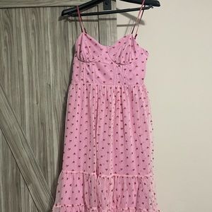 Brand New Betsy Johnson Pink Dress With Red Hearts